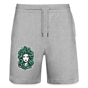 Medusa Greek Mythology Monster - Stanley/Stella Trainer Unisex Organic Jogging Shorts - heather grey - Front - Nik (191cm) & Marisol (170cm)