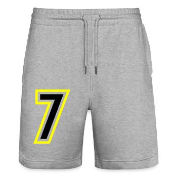 7 Number College - Stanley/Stella Trainer Unisex Organic Jogging Shorts - heather grey - Front - Nik (191cm) & Marisol (170cm)