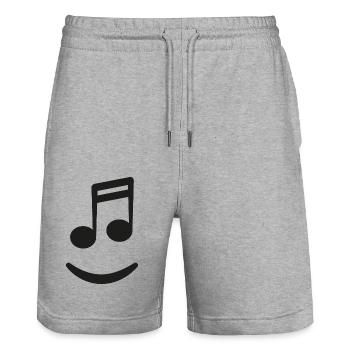 Musiknoten - Musik Noten lachen - Stanley/Stella Unisex Bio Joggingshorts Trainer  - Grau meliert - Vorne - Nik (191cm) & Marisol (170cm)