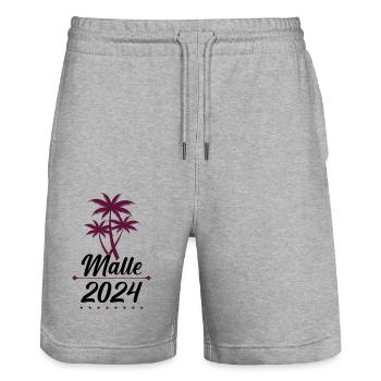 malle 2024 001 - Short de jogging bio TRAINER Stanley/Stella unisexe - gris chiné - Devant - Nik (191cm) & Marisol (170cm)