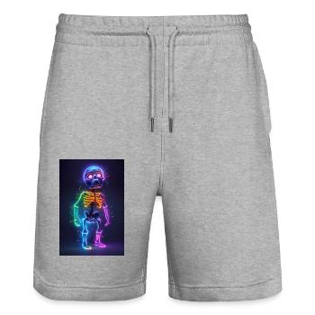 Neon Skeleton | AI - Stanley/Stella Trainer Unisex Organic Jogging Shorts - heather grey - Front - Nik (191cm) & Marisol (170cm)