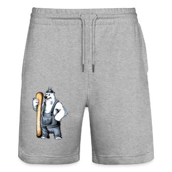 SchneeSkiBär - Stanley/Stella Unisex Bio Joggingshorts Trainer  - Grau meliert - Vorne - Nik (191cm) & Marisol (170cm)