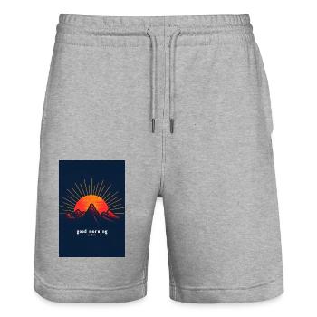 Morning grouches at sunrise - Stanley/Stella Trainer Unisex Organic Jogging Shorts - heather grey - Front - Nik (191cm) & Marisol (170cm)