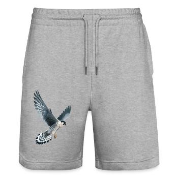 Peregrine falcon in flight - Stanley/Stella Trainer Unisex Organic Jogging Shorts - heather grey - Front - Nik (191cm) & Marisol (170cm)