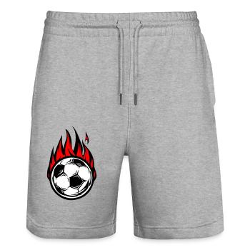 Football burns fire - Stanley/Stella Trainer Unisex Organic Jogging Shorts - heather grey - Front - Nik (191cm) & Marisol (170cm)