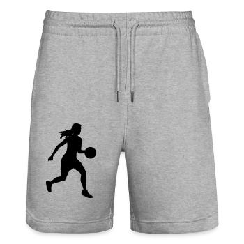 Basketball Player Symbol Basketball Player Woman - Stanley/Stella Trainer Unisex Organic Jogging Shorts - heather grey - Front - Nik (191cm) & Marisol (170cm)