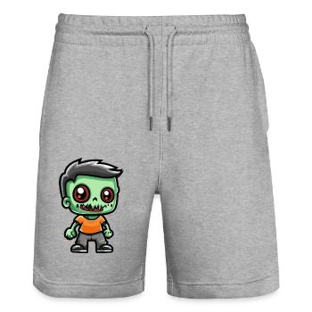 Zombie Halloween Gruselig - Stanley/Stella Unisex Bio Joggingshorts Trainer  - Grau meliert - Vorne - Nik (191cm) & Marisol (170cm)