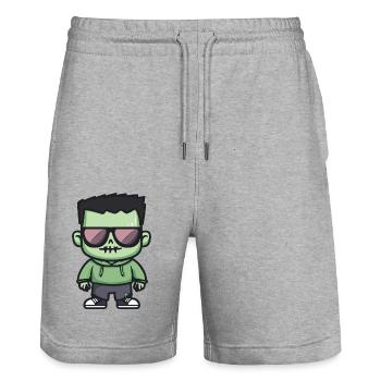 Zombie Halloween Cool - Short de jogging bio TRAINER Stanley/Stella unisexe - gris chiné - Devant - Nik (191cm) & Marisol (170cm)