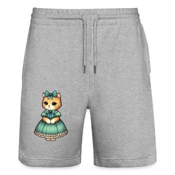 Vintage Dressed Kitten - Stanley/Stella Trainer Unisex Organic Jogging Shorts - heather grey - Front - Nik (191cm) & Marisol (170cm)