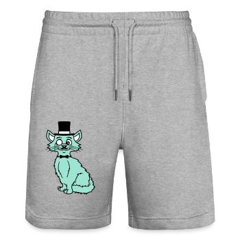 Sir Cat Gentleman Chapeau haut de forme Monocle Rich Gentleman - Short de jogging bio TRAINER Stanley/Stella unisexe - gris chiné - Devant - Nik (191cm) & Marisol (170cm)