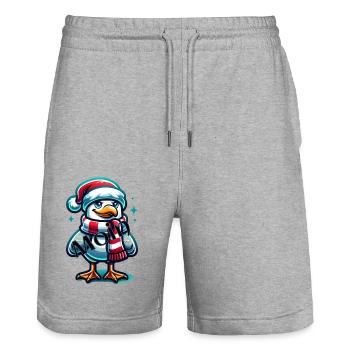 Moin Seagull Christmas - Stanley/Stella Trainer Unisex Organic Jogging Shorts - heather grey - Front - Nik (191cm) & Marisol (170cm)