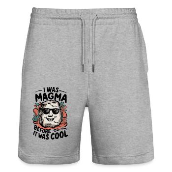 Magma-Humor – Vor Coolness, Geologe - Stanley/Stella Unisex Bio Joggingshorts Trainer  - Grau meliert - Vorne - Nik (191cm) & Marisol (170cm)