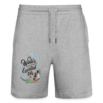 Essential Oils Aromatherapy Winter Health - Stanley/Stella Trainer Unisex Organic Jogging Shorts - heather grey - Front - Nik (191cm) & Marisol (170cm)