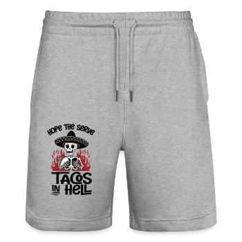 Tacos - Mexiko Küche - Stanley/Stella Unisex Bio Joggingshorts Trainer  - Grau meliert - Vorne - Nik (191cm) & Marisol (170cm)