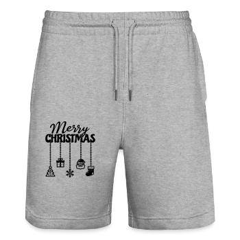 Décor suspendu de Noël - Short de jogging bio TRAINER Stanley/Stella unisexe - gris chiné - Devant - Nik (191cm) & Marisol (170cm)