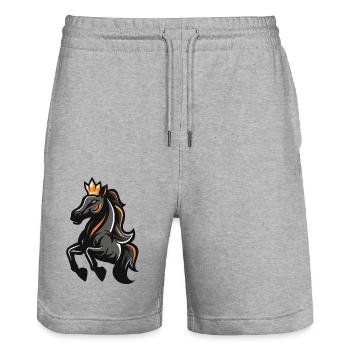 Cheval Cartoon Couronne - Short de jogging bio TRAINER Stanley/Stella unisexe - gris chiné - Devant - Nik (191cm) & Marisol (170cm)