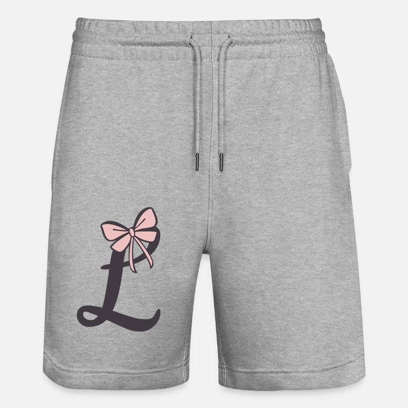 Anfangsbuchstabe L Schleifchen - Stanley/Stella Unisex Bio Joggingshorts Trainer  - Grau meliert
