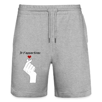 Je t’appartiens - Short de jogging bio TRAINER Stanley/Stella unisexe - gris chiné - Devant - Nik (191cm) & Marisol (170cm)