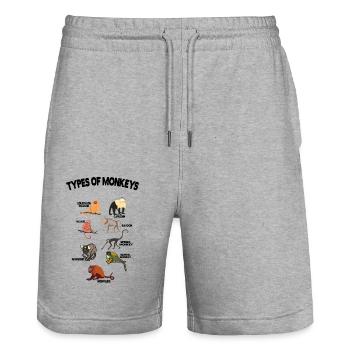 Arten von Affen Lustige Affenbesitzer Primaten - Stanley/Stella Unisex Bio Joggingshorts Trainer  - Grau meliert - Vorne - Nik (191cm) & Marisol (170cm)