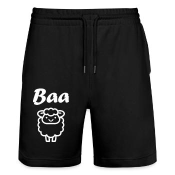 Schaf - Stanley/Stella Unisex Bio Joggingshorts Trainer  - Schwarz - Vorne - Nik (191cm) & Marisol (170cm)