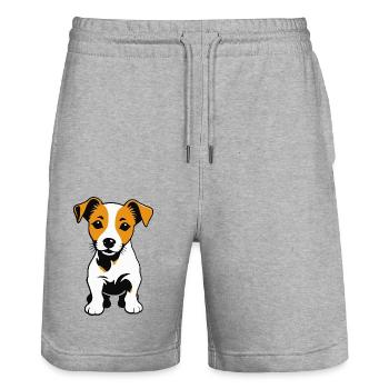 Jack Russell Terrier - Pet Dog Design - Stanley/Stella Trainer Unisex Organic Jogging Shorts - heather grey - Front - Nik (191cm) & Marisol (170cm)