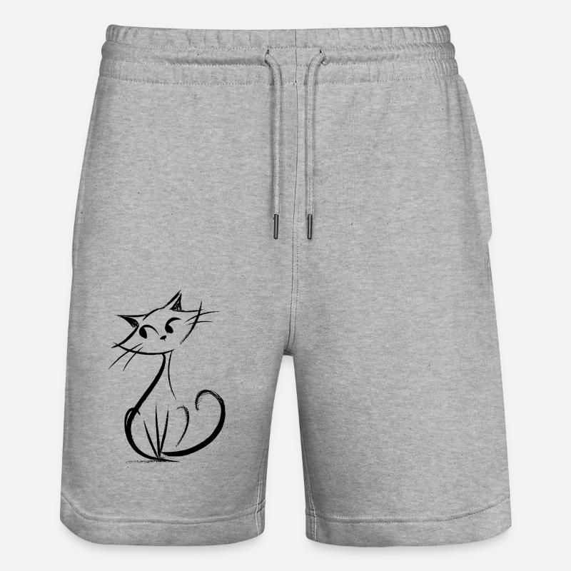 Dessin de chat mignon - Short de jogging bio TRAINER Stanley/Stella unisexe - gris chiné