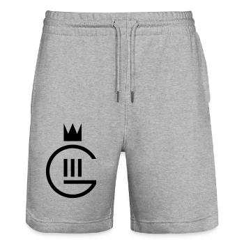Gustaf III monogram - Stanley/Stella Trainer Unisex Organic Jogging Shorts - heather grey - Front - Nik (191cm) & Marisol (170cm)