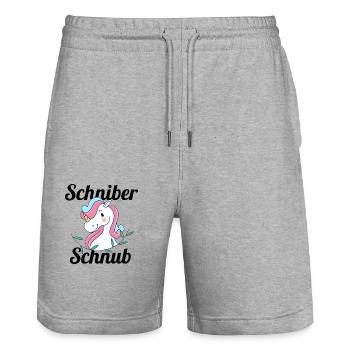 Schinber Einhorn - Stanley/Stella Unisex Bio Joggingshorts Trainer  - Grau meliert - Vorne - Nik (191cm) & Marisol (170cm)