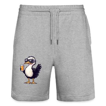 Strauss après-ski beer - Stanley/Stella Trainer Unisex Organic Jogging Shorts - heather grey - Front - Nik (191cm) & Marisol (170cm)