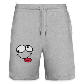 Stupid Crazy Grimace Comic Cartoon Face - Stanley/Stella Trainer Unisex Organic Jogging Shorts - heather grey - Front - Nik (191cm) & Marisol (170cm)