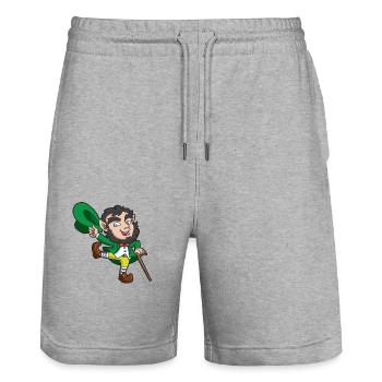 Leprechaun St Patricks - Stanley/Stella Trainer Unisex Organic Jogging Shorts - heather grey - Front - Nik (191cm) & Marisol (170cm)
