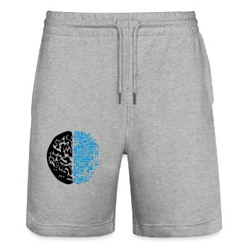 design schwarz digital android synthetisch roboter - Stanley/Stella Unisex Bio Joggingshorts Trainer  - Grau meliert - Vorne - Nik (191cm) & Marisol (170cm)
