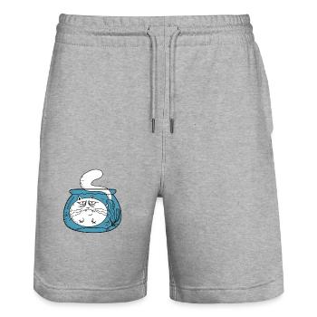 Cat in a goldfish jar - Stanley/Stella Trainer Unisex Organic Jogging Shorts - heather grey - Front - Nik (191cm) & Marisol (170cm)