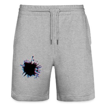 3D Klecks Spritzer - Stanley/Stella Unisex Bio Joggingshorts Trainer  - Grau meliert - Vorne - Nik (191cm) & Marisol (170cm)