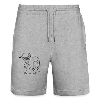 Escargot drôle mal - Short de jogging bio TRAINER Stanley/Stella unisexe - gris chiné - Devant - Nik (191cm) & Marisol (170cm)