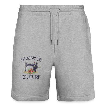 Je Peux Pas J'ai Couture - Short de jogging bio TRAINER Stanley/Stella unisexe - gris chiné - Devant - Nik (191cm) & Marisol (170cm)