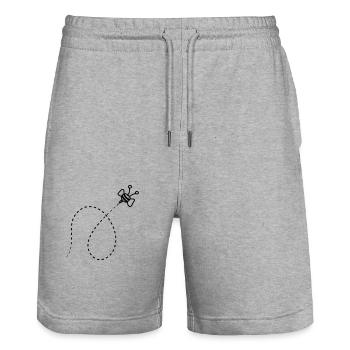 Line Dashed Bee - Stanley/Stella Trainer Unisex Organic Jogging Shorts - heather grey - Front - Nik (191cm) & Marisol (170cm)