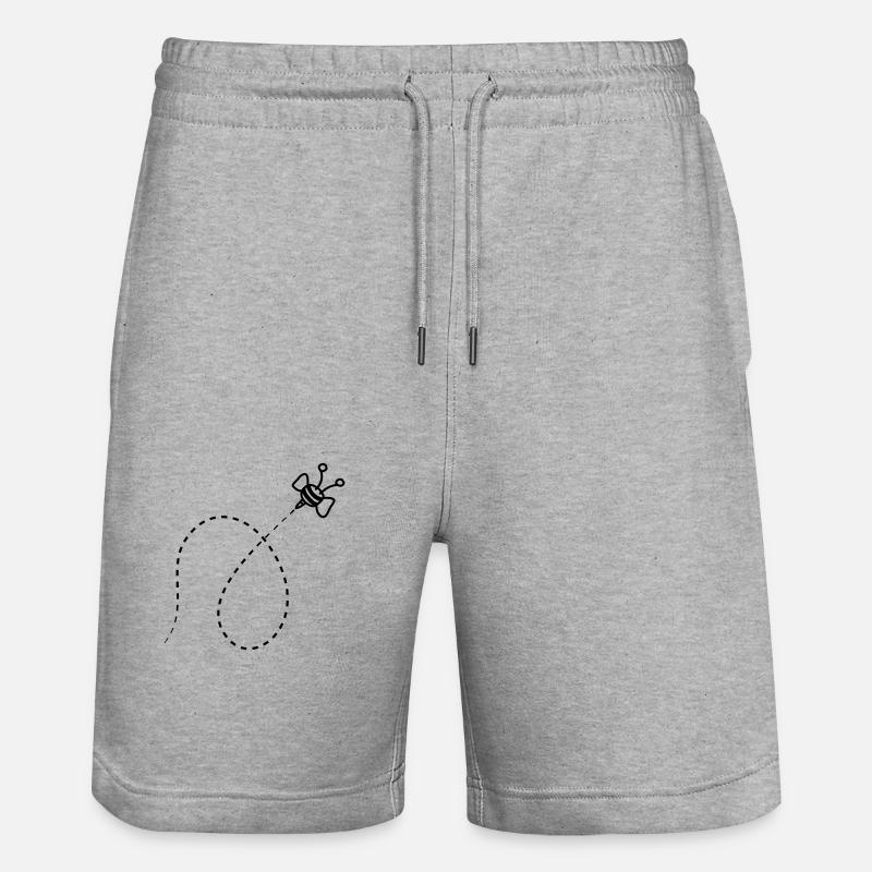 Line Dashed Bee - Stanley/Stella Trainer Unisex Organic Jogging Shorts - heather grey