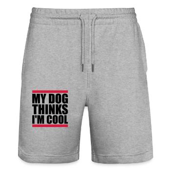 Le chien pense dans la fraîcheur - Short de jogging bio TRAINER Stanley/Stella unisexe - gris chiné - Devant - Nik (191cm) & Marisol (170cm)