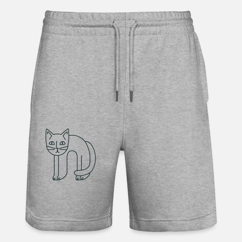 Hängende Flexi-Katze - Stanley/Stella Unisex Bio Joggingshorts Trainer  - Grau meliert