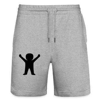Conception d’illustration masculine heureuse - Short de jogging bio TRAINER Stanley/Stella unisexe - gris chiné - Devant - Nik (191cm) & Marisol (170cm)