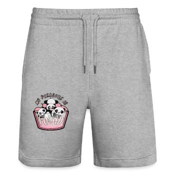 Pandas - Short de jogging bio TRAINER Stanley/Stella unisexe - gris chiné - Devant - Nik (191cm) & Marisol (170cm)