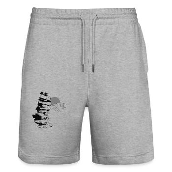 Stone Tower - Stanley/Stella Unisex Bio Joggingshorts Trainer  - Grau meliert - Vorne - Nik (191cm) & Marisol (170cm)
