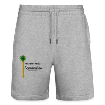 Nächster Halt Sonnenallee - Stanley/Stella Unisex Bio Joggingshorts Trainer  - Grau meliert - Vorne - Nik (191cm) & Marisol (170cm)