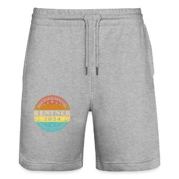 Eine echte Legende verlässt das Gelände Rentner24 - Stanley/Stella Unisex Bio Joggingshorts Trainer  - Grau meliert - Vorne - Nik (191cm) & Marisol (170cm)