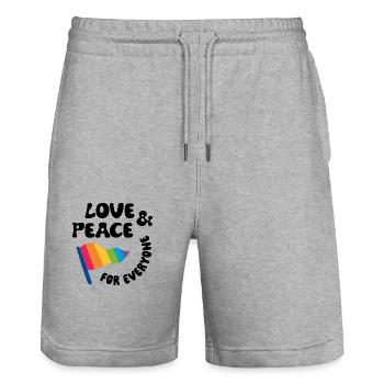 Love and Peace for Everyone - Stanley/Stella Unisex Bio Joggingshorts Trainer  - Grau meliert - Vorne - Nik (191cm) & Marisol (170cm)