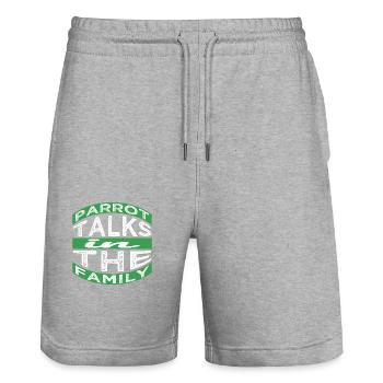 jokes joke fun parrot facts talking parrots cool - Stanley/Stella Trainer Unisex Organic Jogging Shorts - heather grey - Front - Nik (191cm) & Marisol (170cm)