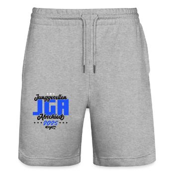 jga junggesellenabschied 2025 - Stanley/Stella Unisex Bio Joggingshorts Trainer  - Grau meliert - Vorne - Nik (191cm) & Marisol (170cm)