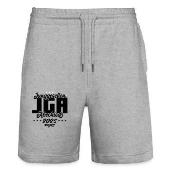 Bachelor party bachelor party 2025 - Stanley/Stella Trainer Unisex Organic Jogging Shorts - heather grey - Front - Nik (191cm) & Marisol (170cm)