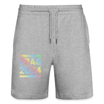 Prag 2024 Bunt Urlaub Team - Stanley/Stella Unisex Bio Joggingshorts Trainer  - Grau meliert - Vorne - Nik (191cm) & Marisol (170cm)